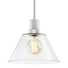 ZEEV Lighting P11706-E26-MW-K-PN-G13 - Zigrina Glass Cone E26 Pendant in White with Knurled Ring in Nickel