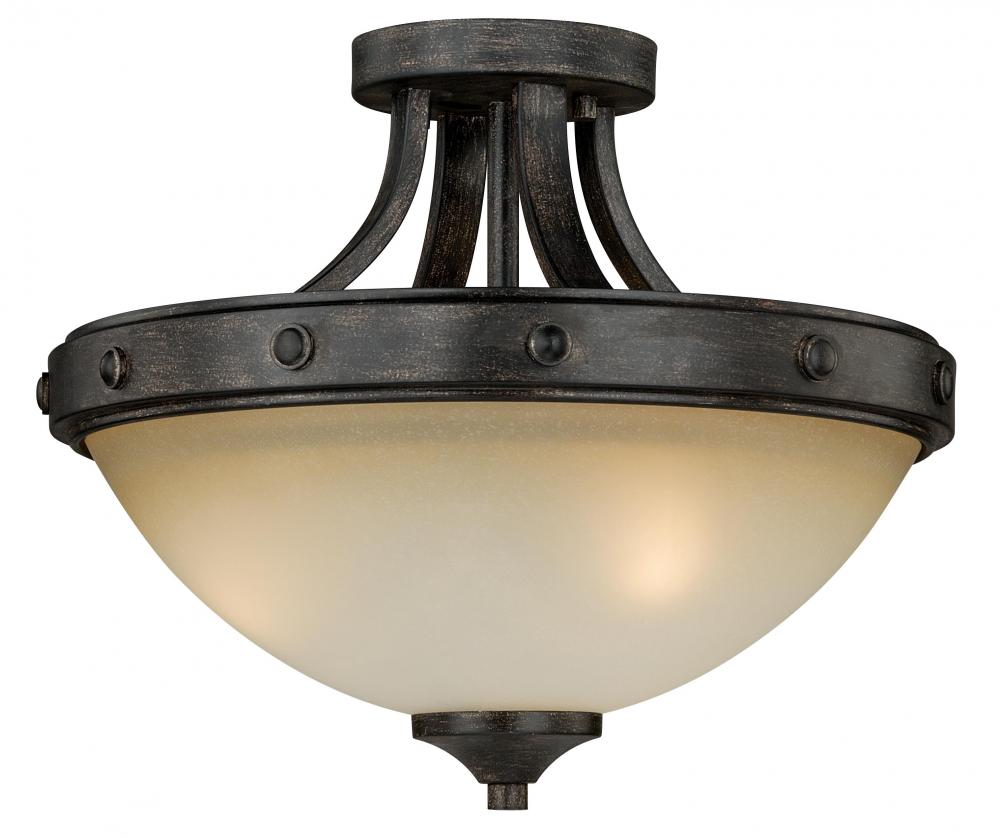 Halifax 14.5-in Semi Flush Ceiling Light Black Walnut