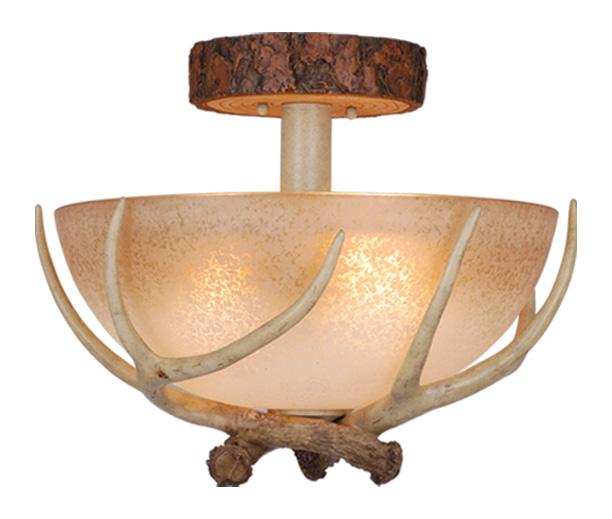 Lodge 16-in Antler Semi Flush Ceiling Light Noachian Stone