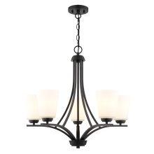 Vaxcel International H0317 - River Grove 24.75-in. W 5 Light Chandelier Matte Black
