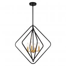 Vaxcel International P0389 - Brady 22-in. 4 Light Pendant Black and Satin Brass