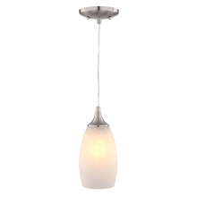 Vaxcel International P0450 - Milano 4.75-in W 1 Light Mini Pendant Alabaster Glass Satin Nickel