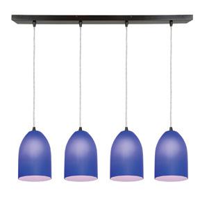 Four Light Oil Rubbed Bronze  Cobalt Blue Glass Island Light