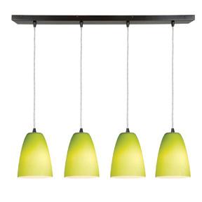 Four Light Oil Rubbed Bronze Light Green Glass Island Light