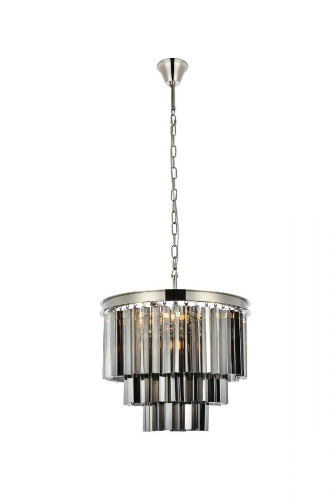 Sydney 9 Light Polished Nickel Chandelier Silver Shade (Grey) Royal Cut Crystal