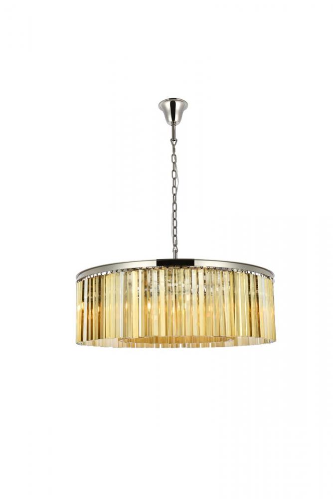 Sydney 10 Light Polished Nickel Chandelier Golden Teak (Smoky) Royal Cut Crystal