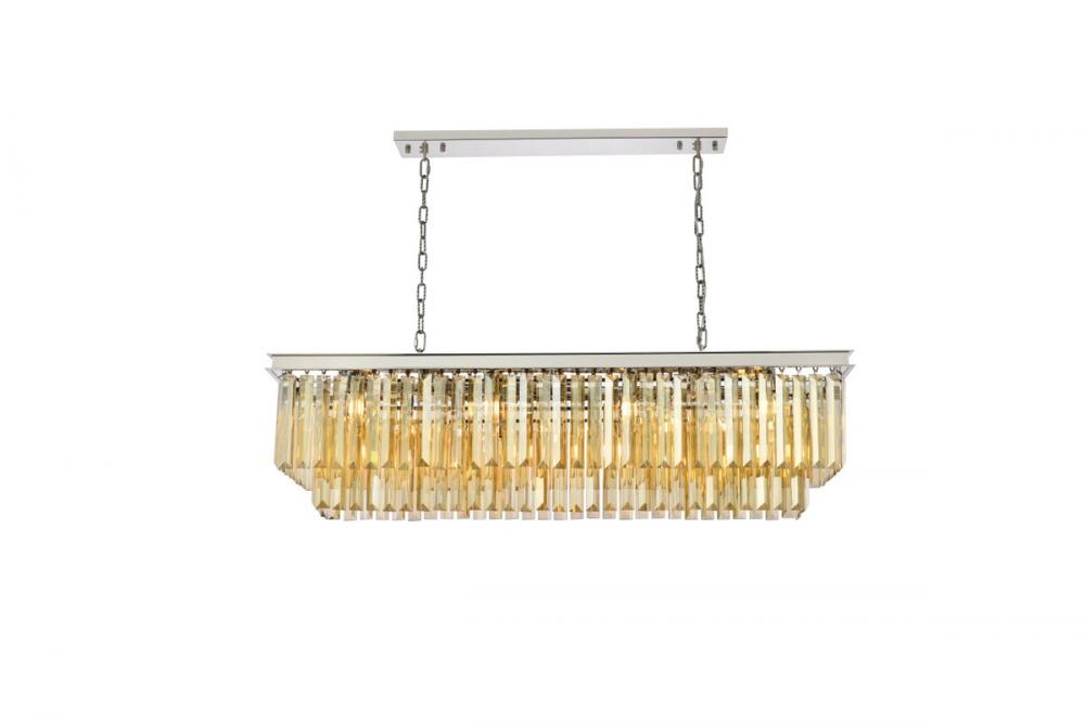 Sydney 12 Light Polished Nickel Chandelier Golden Teak (Smoky) Royal Cut Crystal