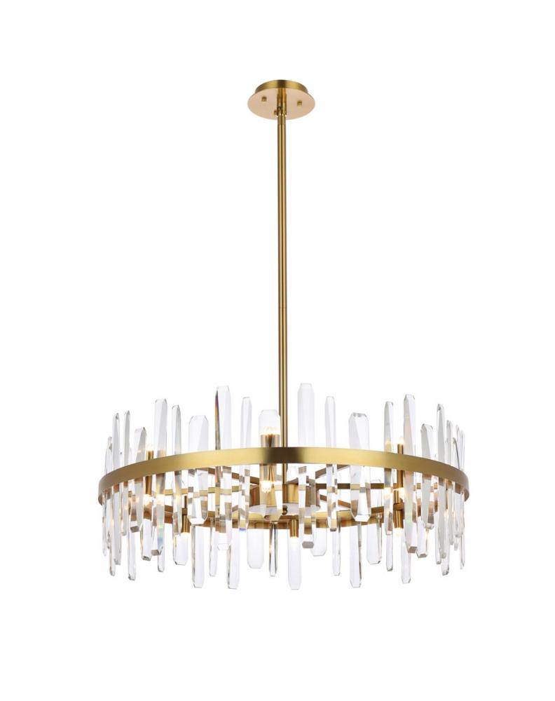 Serena 32 Inch Crystal Round Chandelier in Satin Gold