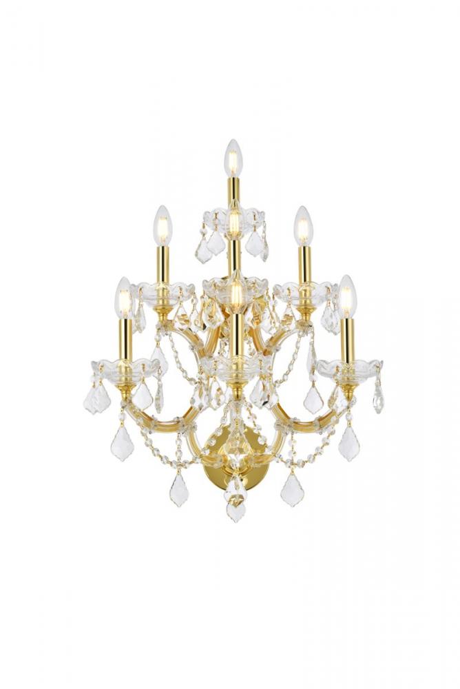 Maria Theresa 7 Light Gold Wall Sconce Clear Royal Cut Crystal