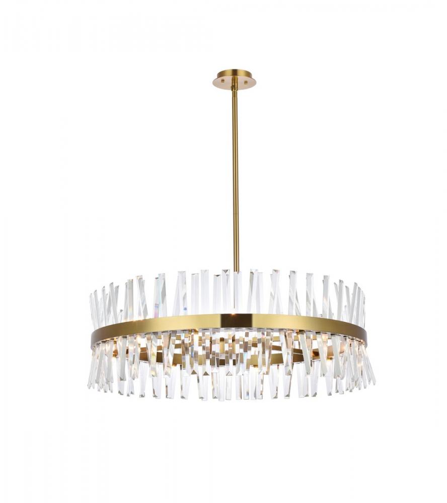 Serephina 36 Inch Crystal Round Chandelier Light in Satin Gold