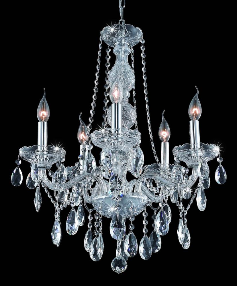 Verona 5 Light Chrome Chandelier Clear Royal Cut Crystal