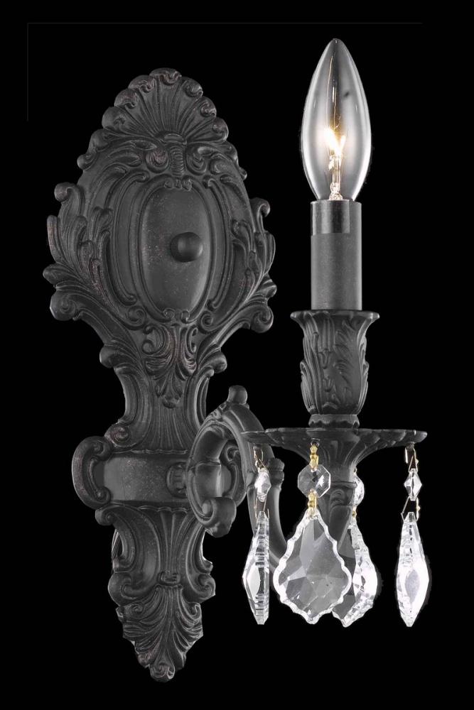 Monarch 1 Light Dark Bronze Wall Sconce Clear Royal Cut Crystal