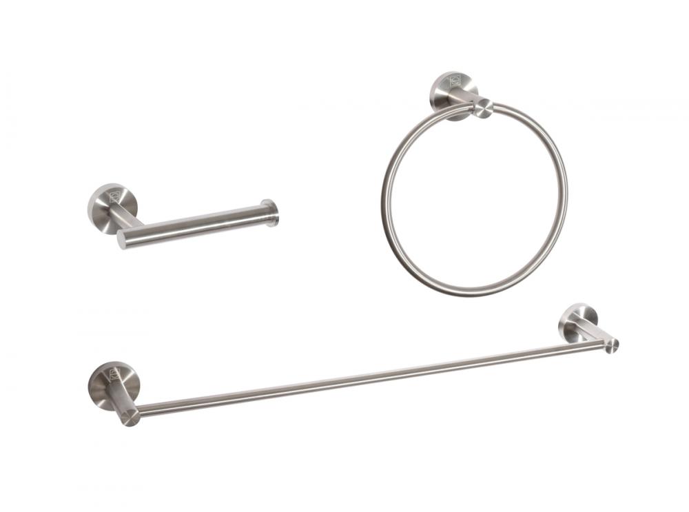 Alma 3-piece Bathroom Hardware Set in Brushed Nickel