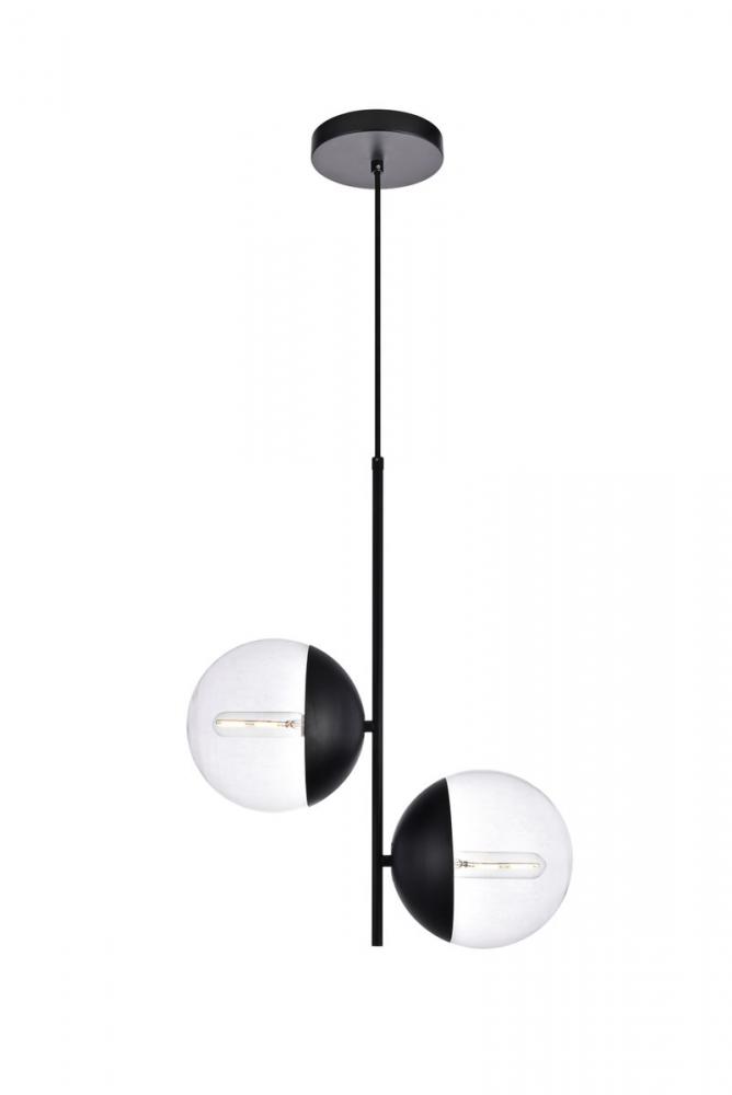 Eclipse 2 Lights Black Pendant with Clear Glass