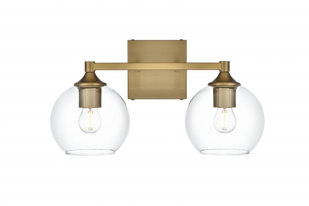 Wall sconce W15.7"x E7.6" x H8.9"L2 Satin Gold frame with Clear glass