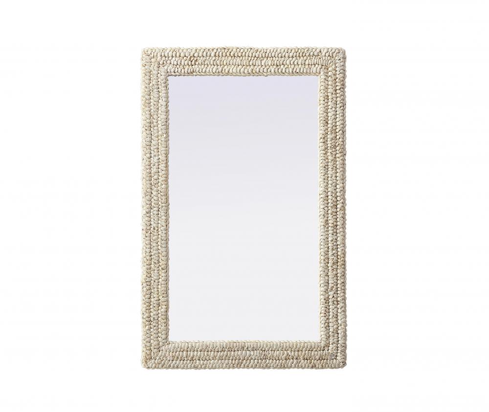 Rectangle Cornhusk Mirror 27x42 in Linen White