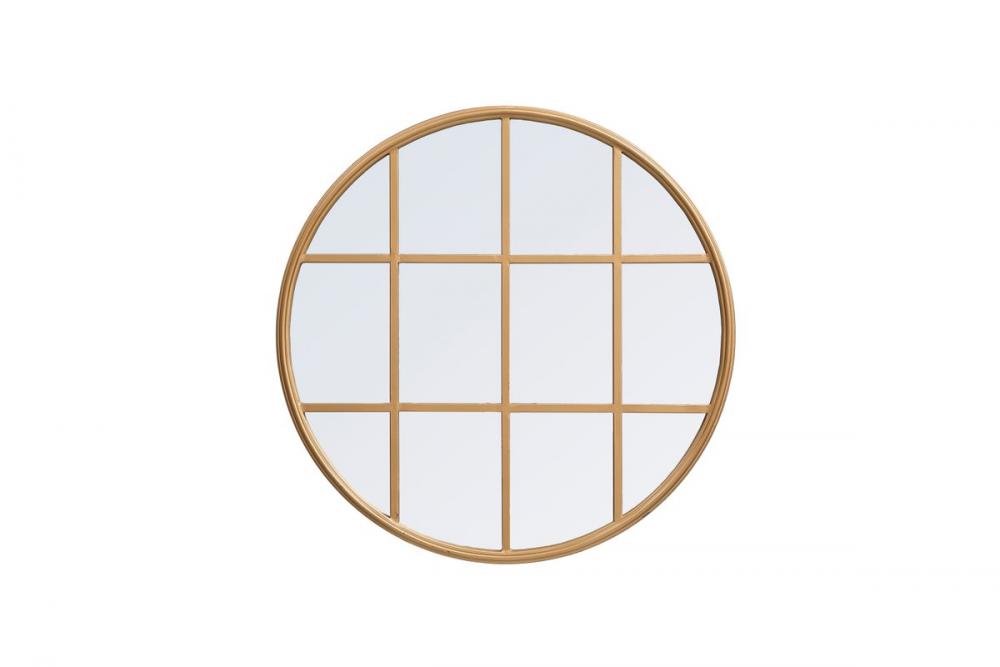 Metal Windowpane Mirror 28 Inchx28 Inch in Brass