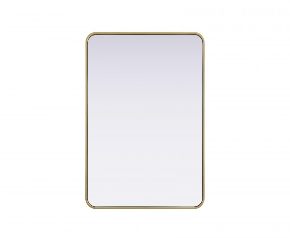 R Corner Mirror 27"x40"x2" Brass