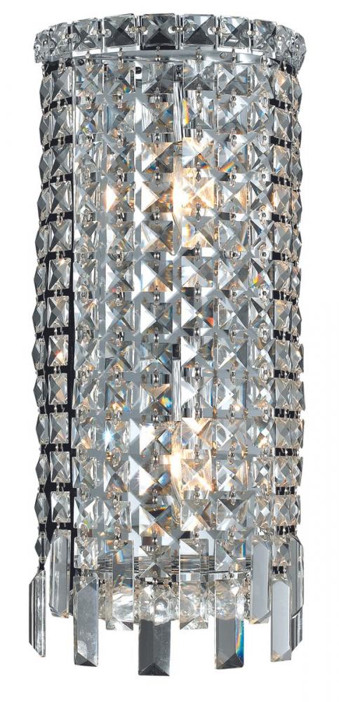 MaxIme 2 Light Chrome Wall Sconce Clear Royal Cut Crystal