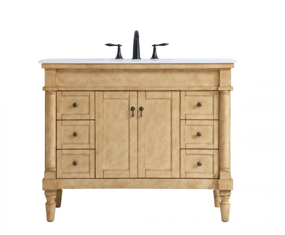 42 Inch Single Bathroom Vanity in Antique Beige