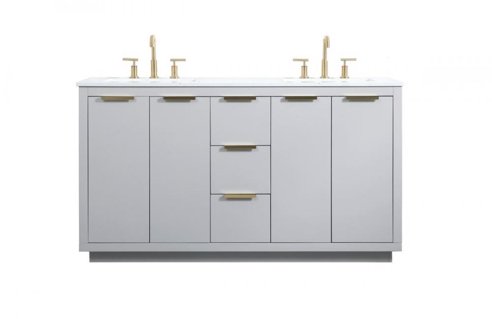 60 Inch Double Bathroom Vanity in Grey