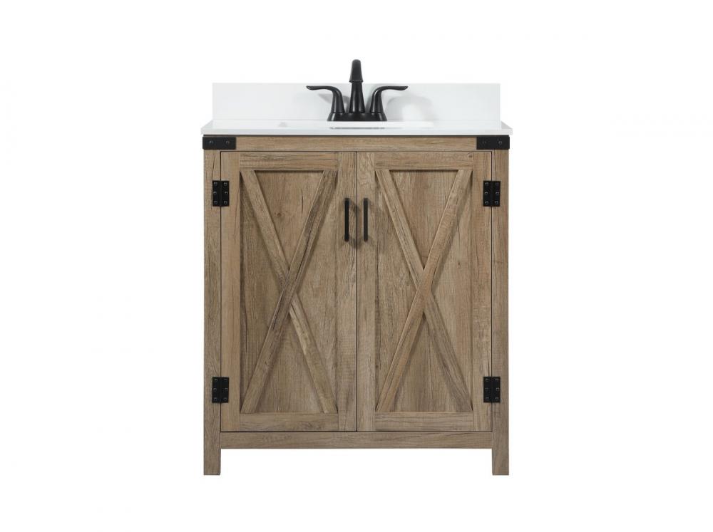 30 Inch Single Bathroom Vanity in Natural Oak with Backsplash