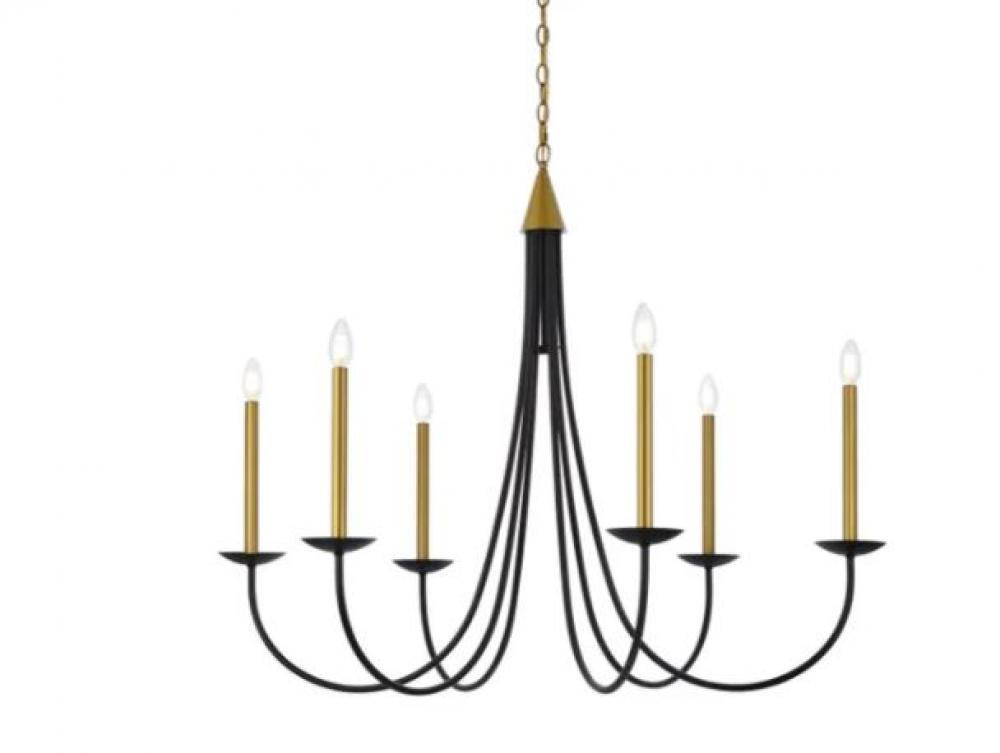 Cohen 42 Inch Pendant in Black and Brass