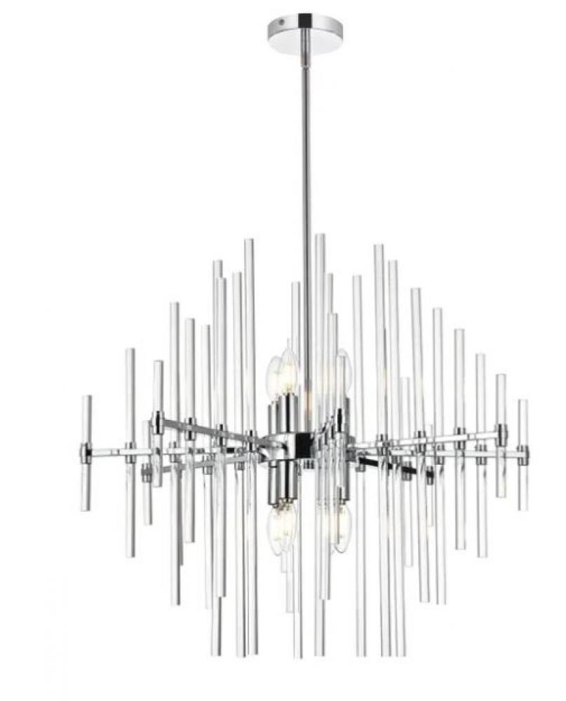 Sienna 27 Inch Crystal Rod Pendant in Chrome