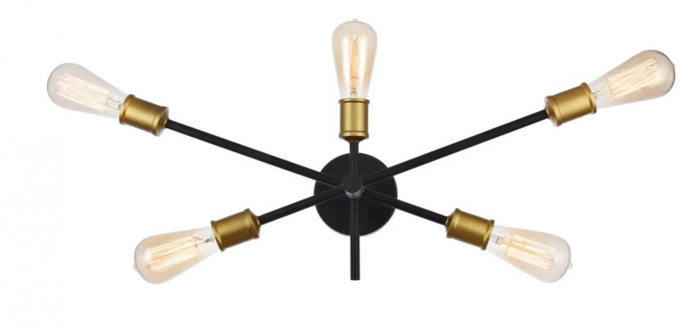 Axel Collection Wall Sconce D24.7 H9.9 Lt:5 Black and Brass Finish