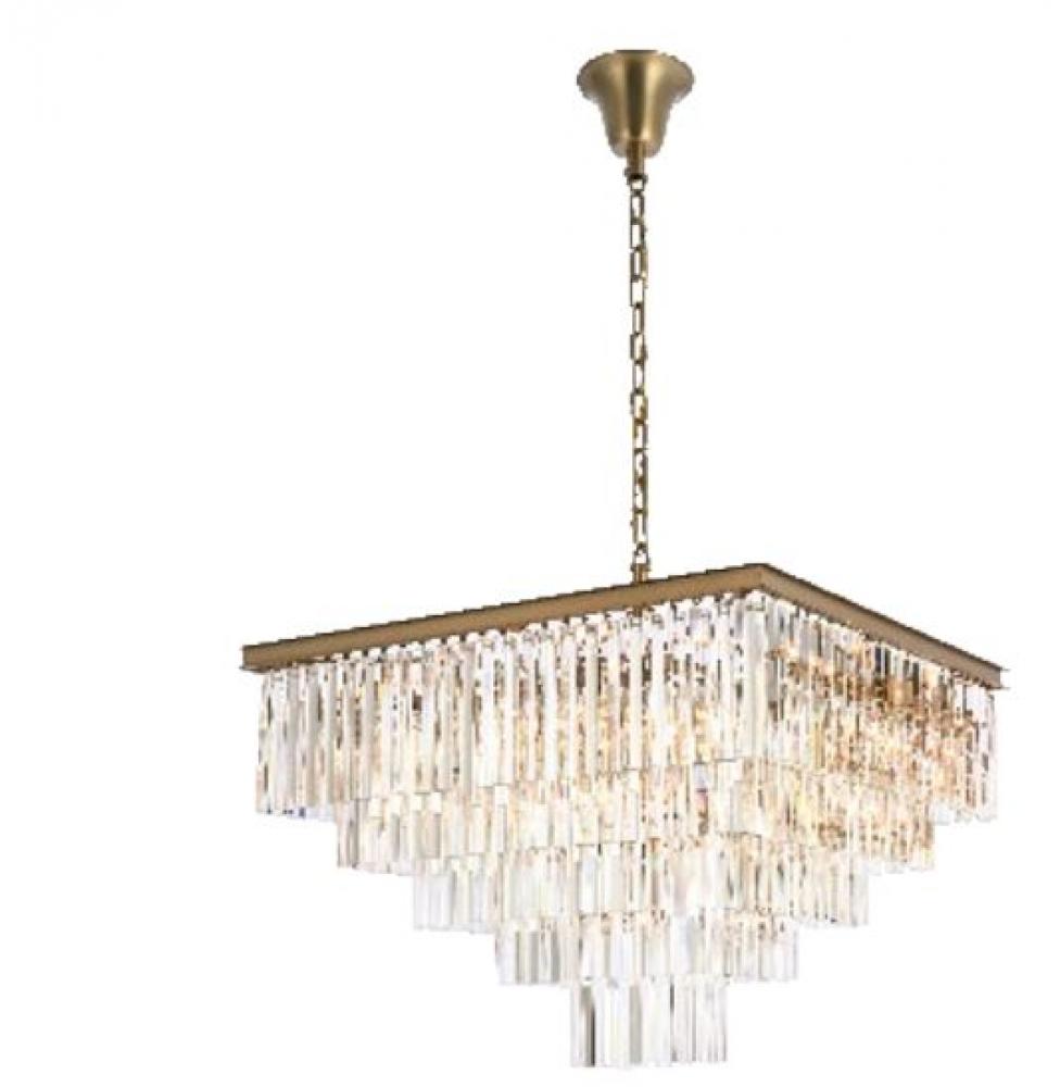 Sydney 34 Inch Square Crystal Chandelier in Satin Gold