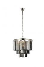 Elegant 1201D20PN-SS/RC - Sydney 9 Light Polished Nickel Chandelier Silver Shade (Grey) Royal Cut Crystal