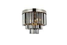 Elegant 1201F20PN-SS/RC - Sydney 9 Light Polished Nickel Flush Mount Silver Shade (Grey) Royal Cut Crystal