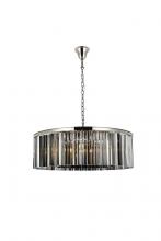 Elegant 1208G43PN-SS/RC - Sydney 10 Light Polished Nickel Chandelier Silver Shade (Grey) Royal Cut Crystal