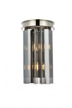  1208W8PN-SS/RC - Sydney 2 Light Polished Nickel Wall Sconce Silver Shade (Grey) Royal Cut Crystal