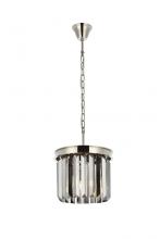  1238D12PN-SS/RC - Sydney 3 Light Polished Nickel Pendant Silver Shade (Grey) Royal Cut Crystal