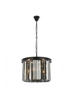  1238D20MB-SS/RC - Sydney 6 Light Matte Black Pendant Silver Shade (Grey) Royal Cut Crystal