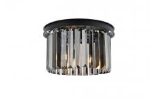  1238F16MB-SS/RC - Sydney 3 Light Matte Black Flush Mount Silver Shade (Grey) Royal Cut Crystal