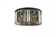 Elegant 1238F31MB-SS/RC - Sydney 8 Light Matte Black Flush Mount Silver Shade (Grey) Royal Cut Crystal