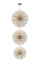 Elegant 2550G50L3SG - Vera 50 inch three tiers crystal starburst chandelier in satin gold