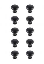 Elegant KB2002-MB-10PK - Cadon 1.2" Diameter Matte Black Mushroom Knob Multipack (Set of 10)