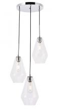 Elegant LD2262C - Gene 3 Light Chrome and Clear Glass Pendant