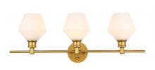 Elegant LD2317BR - Gene 3 Light Brass and Frosted White Glass Wall Sconce