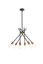 Elegant LD640D23BRK - Lucca 23 Inch Pendant in Black and Brass