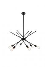 Elegant LD7054D32BRB - Armin 6 Lights Pendant in Black with Brass