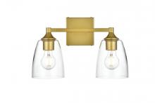 Elegant LD7307W15BRA - Gianni 2 Light Brass and Clear Bath Sconce