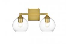 Elegant LD7308W16BRA - Foster 2 Light Brass and Clear Bath Sconce