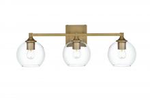 Elegant LD7308W25SG - Wall sconce W24.8"x E7.6" x H8.9"L3 Satin Gold frame with Clear glass