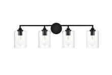 Elegant LD7315W33BLK - Mayson 4 Light Black and Clear Bath Sconce