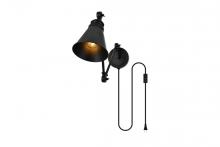 Elegant LD7328W6BLK - Van 1 Light Black Swing Arm Plug in Wall Sconce