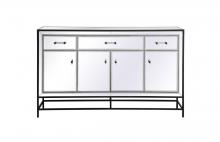 Elegant MF72060BK - James 60 In. Mirrored Credenza in Black